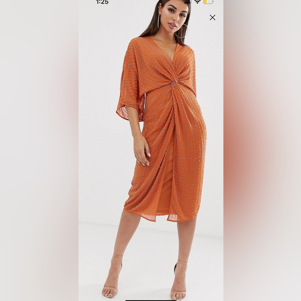 ASOS DESIGN Midi Kimono Dress with Starburst Beading
